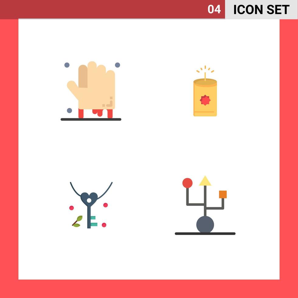 Pack of 4 creative Flat Icons of bloody heart scary chinese computers Editable Vector Design Elements