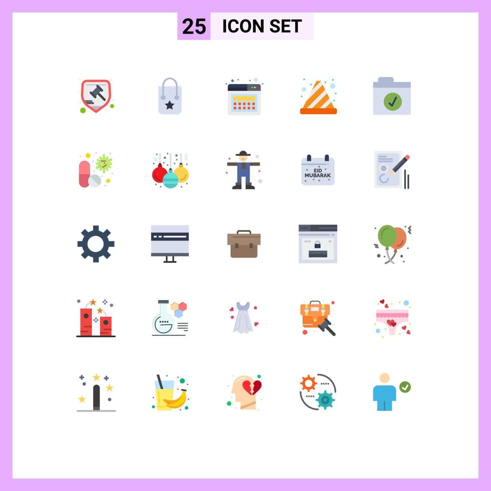 Stock Vector Icon Pack of 25 Line Signs and Symbols for folder traffic cone journey stop cone Editable Vector Design Elements