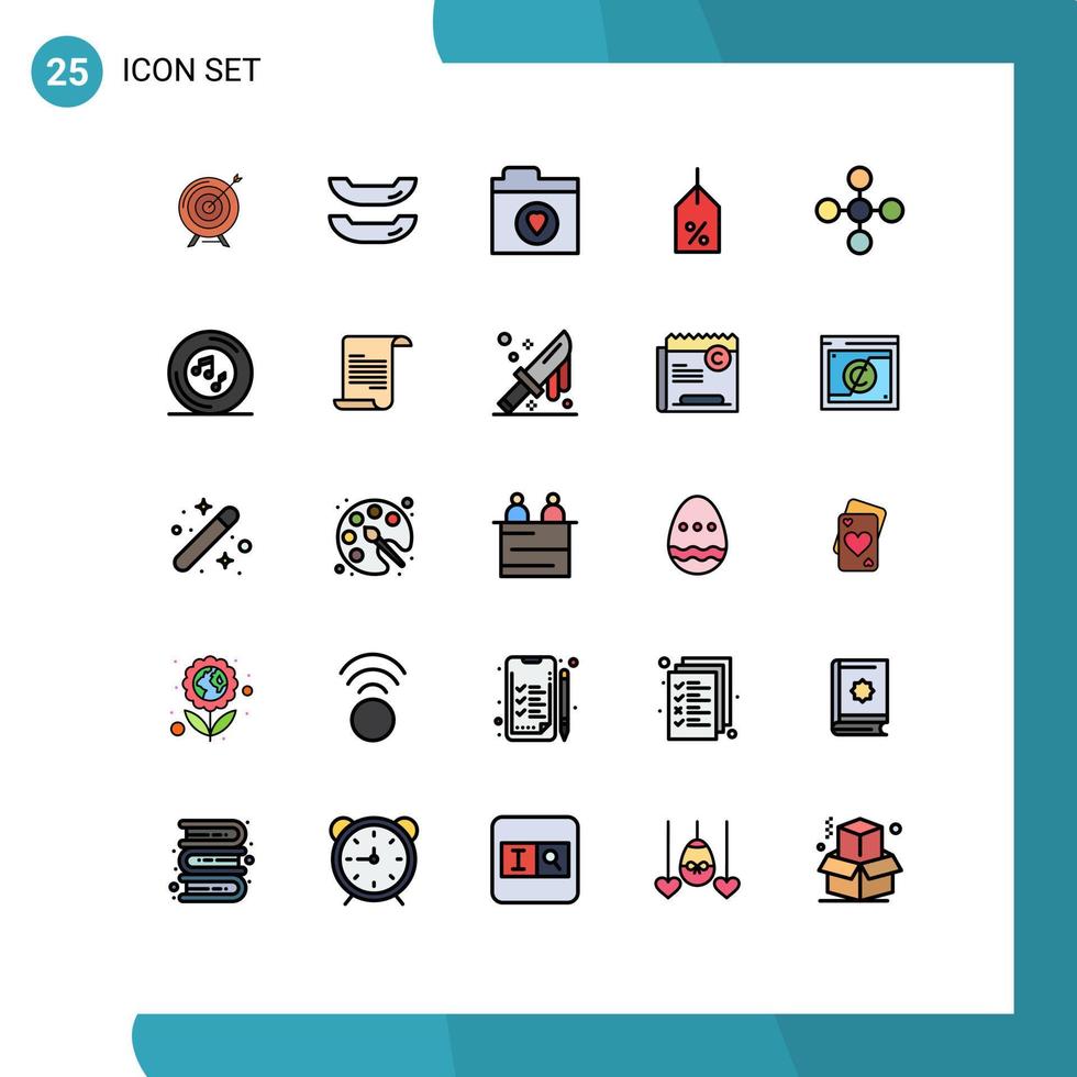 Set of 25 Modern UI Icons Symbols Signs for link logistic kayak off tag Editable Vector Design Elements