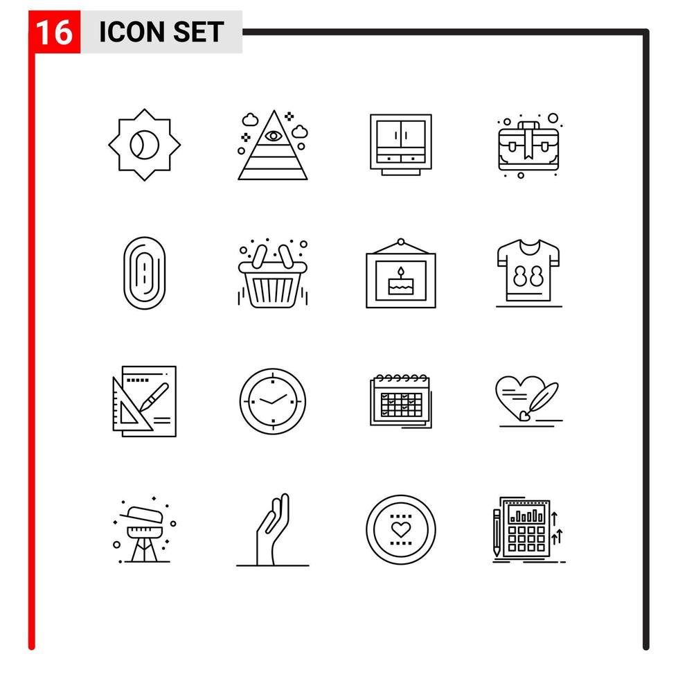 16 Thematic Vector Outlines and Editable Symbols of case brief business bag office Editable Vector Design Elements