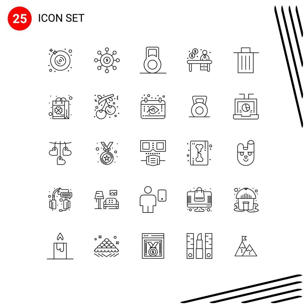 Pack of 25 creative Lines of garbage been financial basket office Editable Vector Design Elements