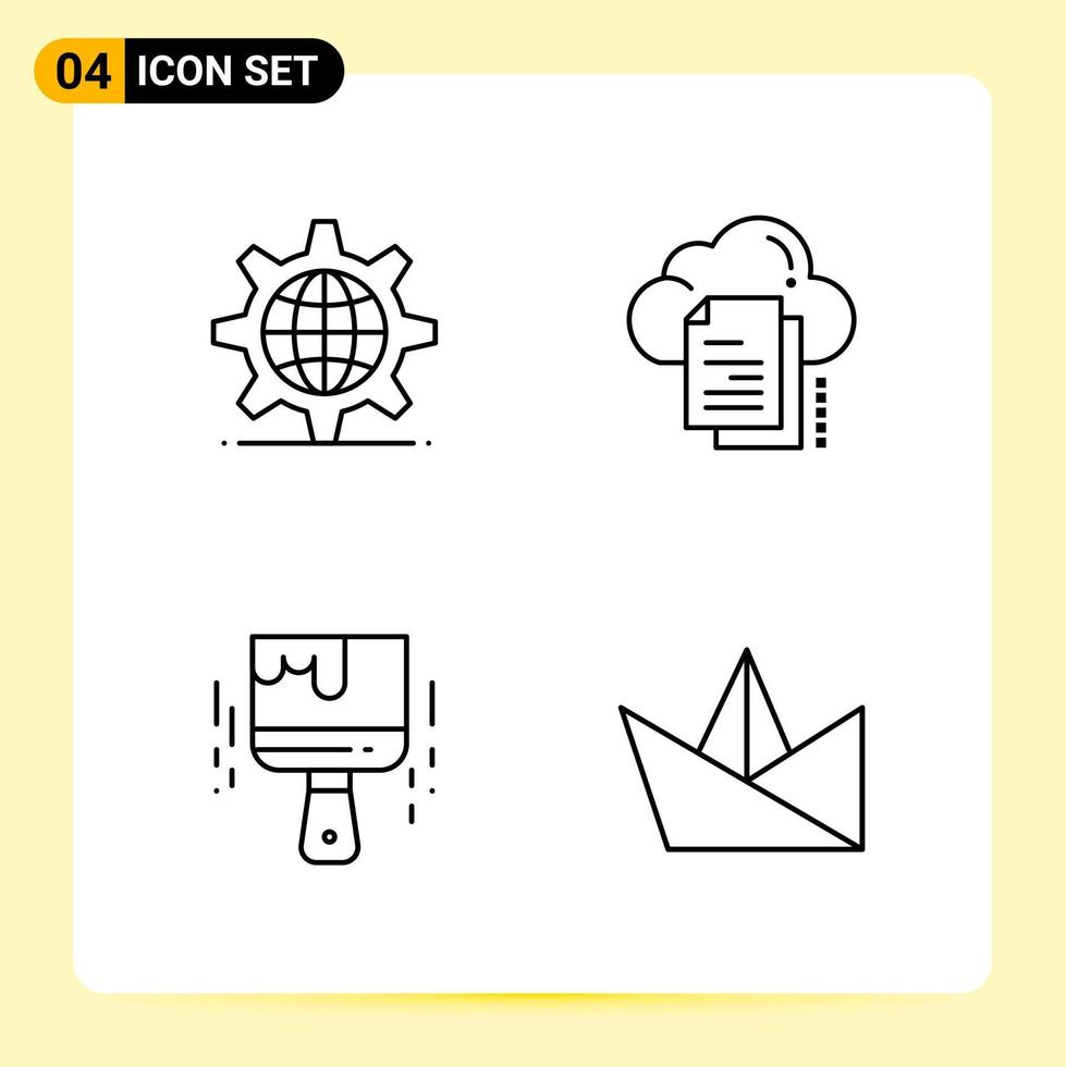 4 Creative Icons for Modern website design and responsive mobile apps 4 Outline Symbols Signs on White Background 4 Icon Pack Creative Black Icon vector background