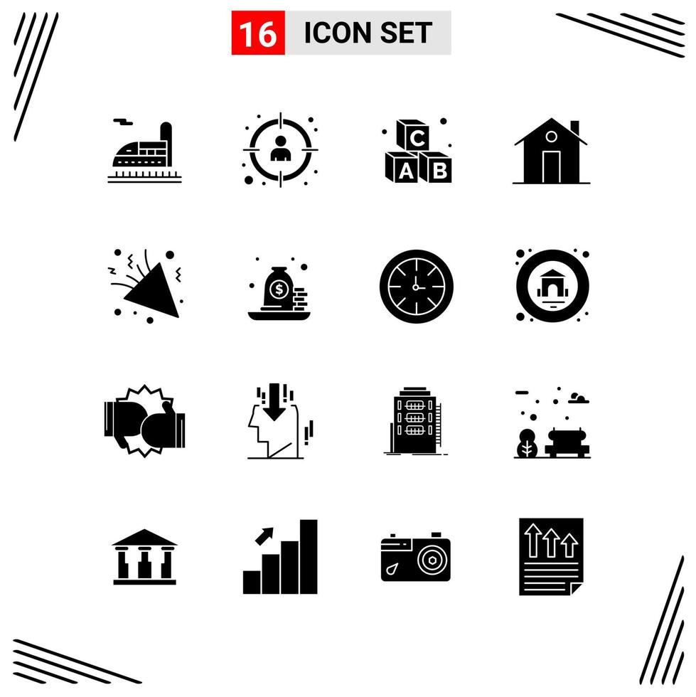 16 iconos estilo sólido cuadrícula basada en símbolos de glifos creativos para el diseño de sitios web signos de iconos sólidos simples aislados en fondo blanco 16 conjunto de iconos fondo de vector de icono negro creativo