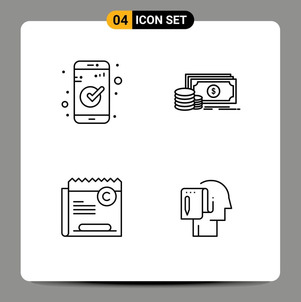 4 Universal Filledline Flat Colors Set for Web and Mobile Applications app copyright ui payment right Editable Vector Design Elements