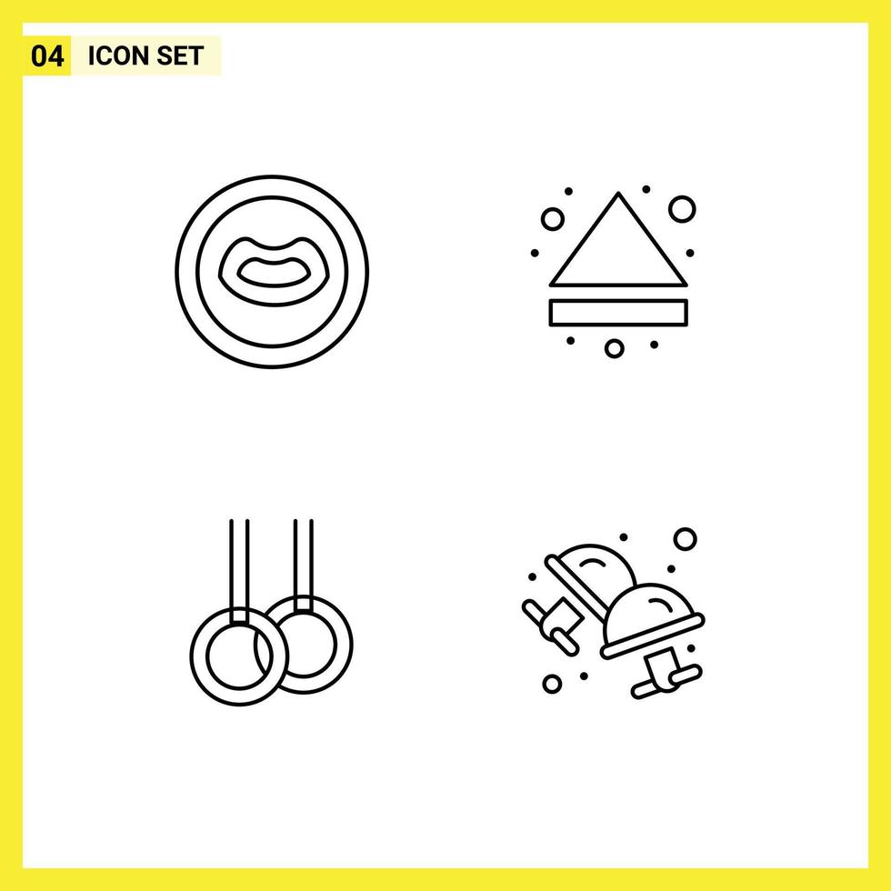 Group of 4 Filledline Flat Colors Signs and Symbols for anatomy rings arrow down cufflink Editable Vector Design Elements