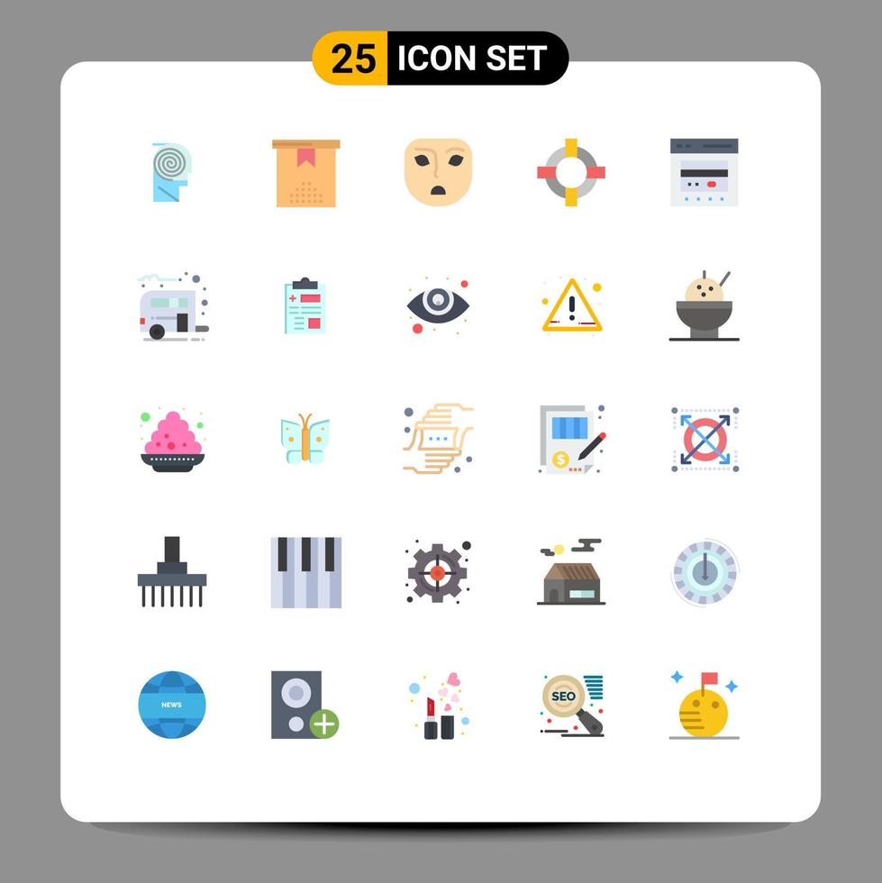 Set of 25 Modern UI Icons Symbols Signs for credit card present support help Editable Vector Design Elements