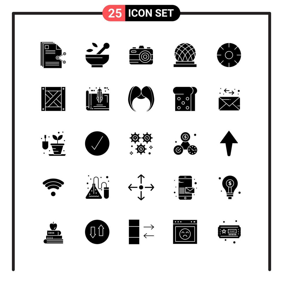 Set of 25 Solid Style Icons for web and mobile Glyph Symbols for print Solid Icon Signs Isolated on White Background 25 Icon Set Creative Black Icon vector background