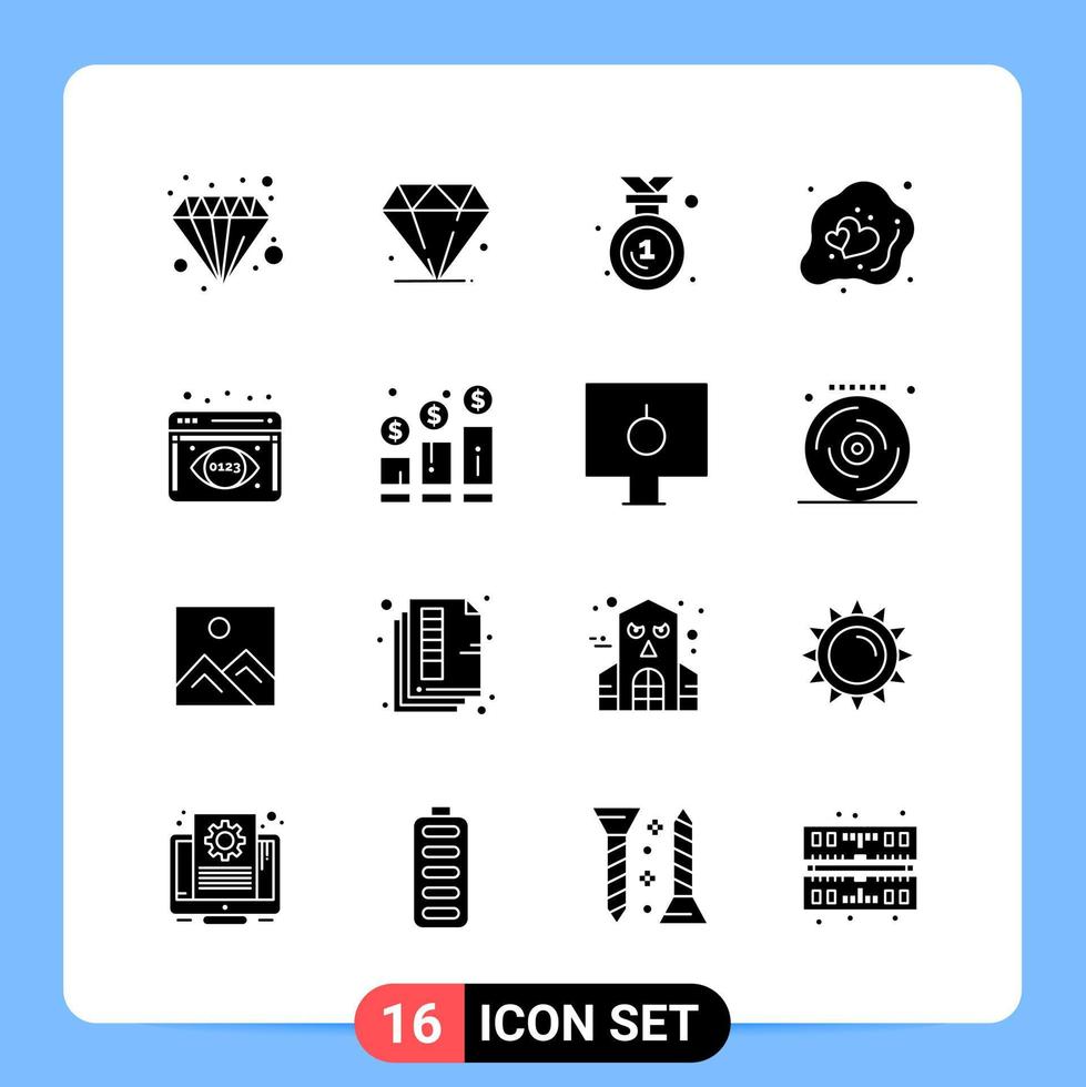 16 Solid Black Icon Pack Glyph Symbols for Mobile Apps isolated on white background 16 Icons Set Creative Black Icon vector background