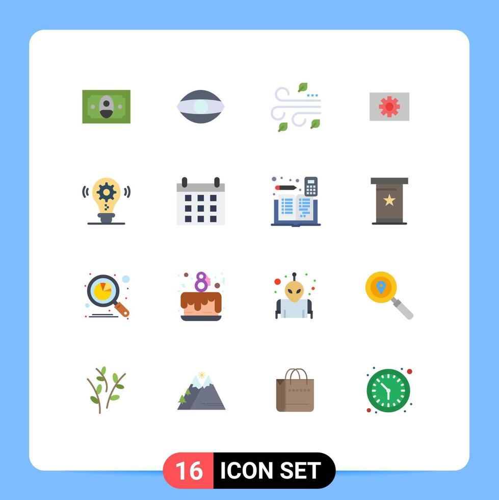 16 Creative Icons Modern Signs and Symbols of gear bulb leaves gear hardware Editable Pack of Creative Vector Design Elements