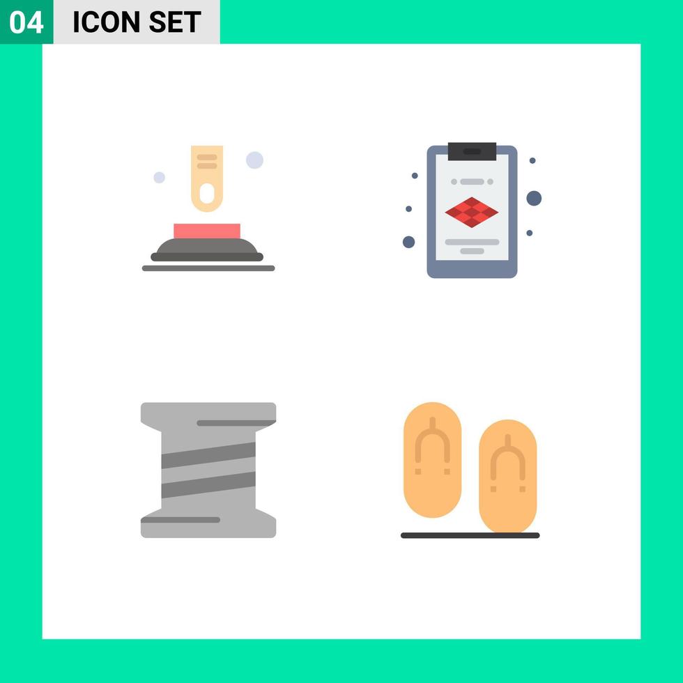 4 Creative Icons Modern Signs and Symbols of press flip start bobbin footwear Editable Vector Design Elements