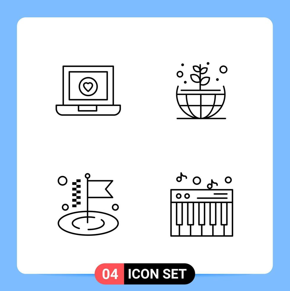 4 Line Black Icon Pack Outline Symbols for Mobile Apps isolated on white background 4 Icons Set Creative Black Icon vector background