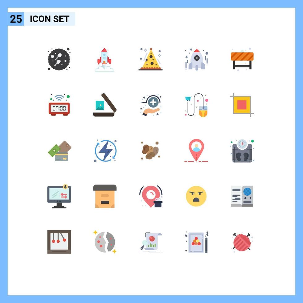 25 Thematic Vector Flat Colors and Editable Symbols of study rocket game learn party Editable Vector Design Elements