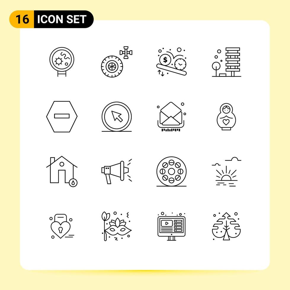 Stock Vector Icon Pack of 16 Line Signs and Symbols for ban city dollar building agriculture Editable Vector Design Elements