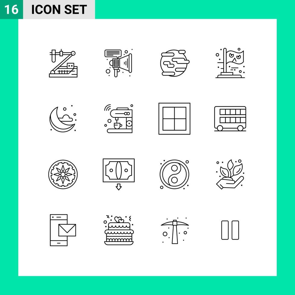 Pictogram Set of 16 Simple Outlines of moon party environment halloween world Editable Vector Design Elements