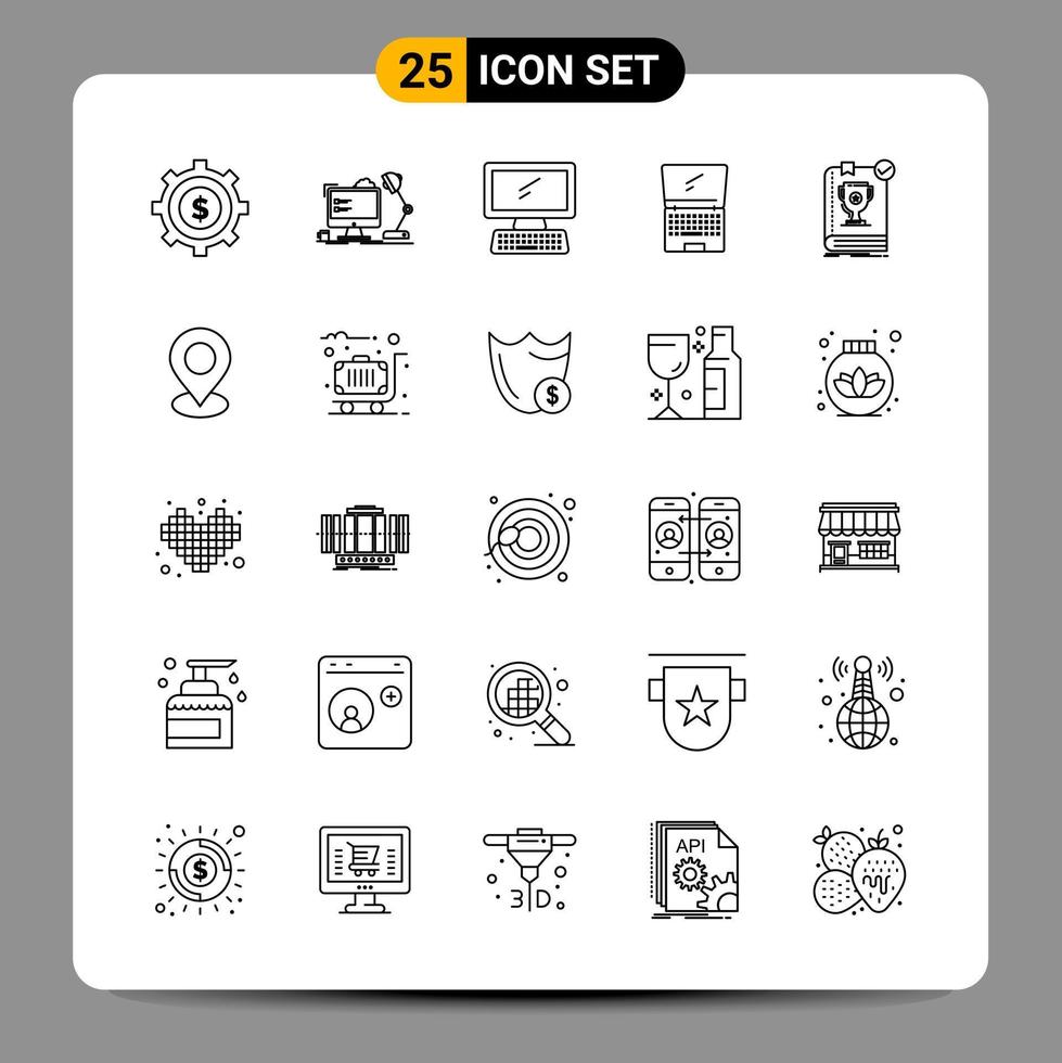 25 Black Icon Pack Outline Symbols Signs for Responsive designs on white background 25 Icons Set Creative Black Icon vector background