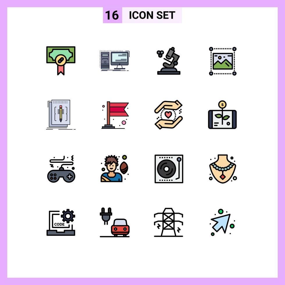 conjunto de 16 iconos de interfaz de usuario modernos signos de símbolos para el sistema de gráficos de código diseño gráfico elementos de diseño de vectores creativos editables