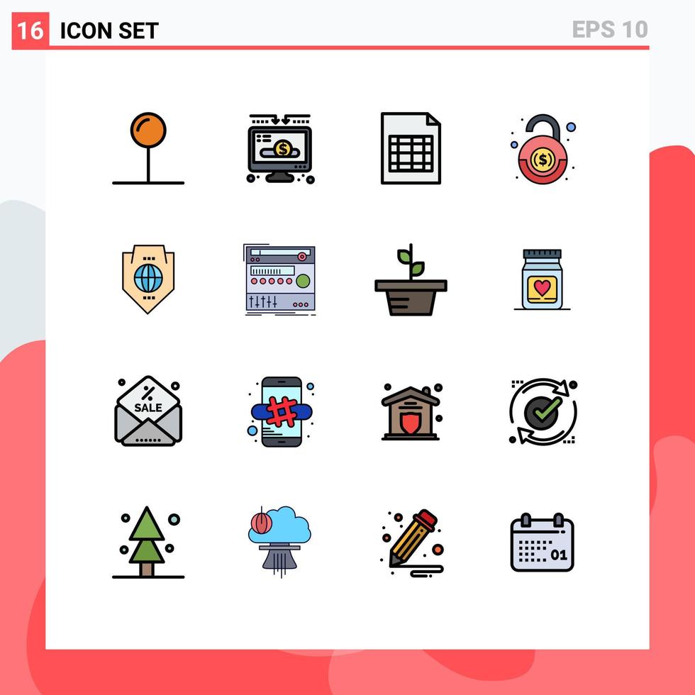 16 Creative Icons Modern Signs and Symbols of globe world excel access robbery Editable Creative Vector Design Elements