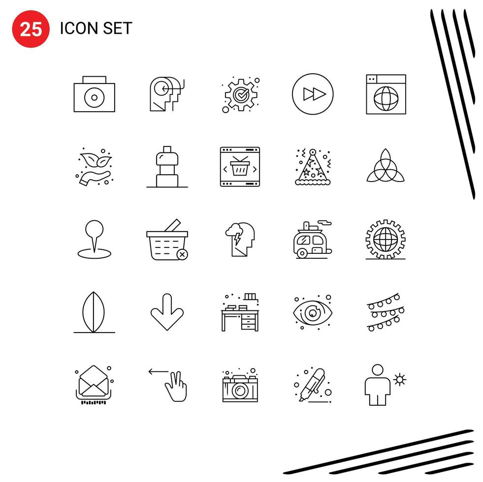 25 Universal Lines Set for Web and Mobile Applications world internet management design next Editable Vector Design Elements