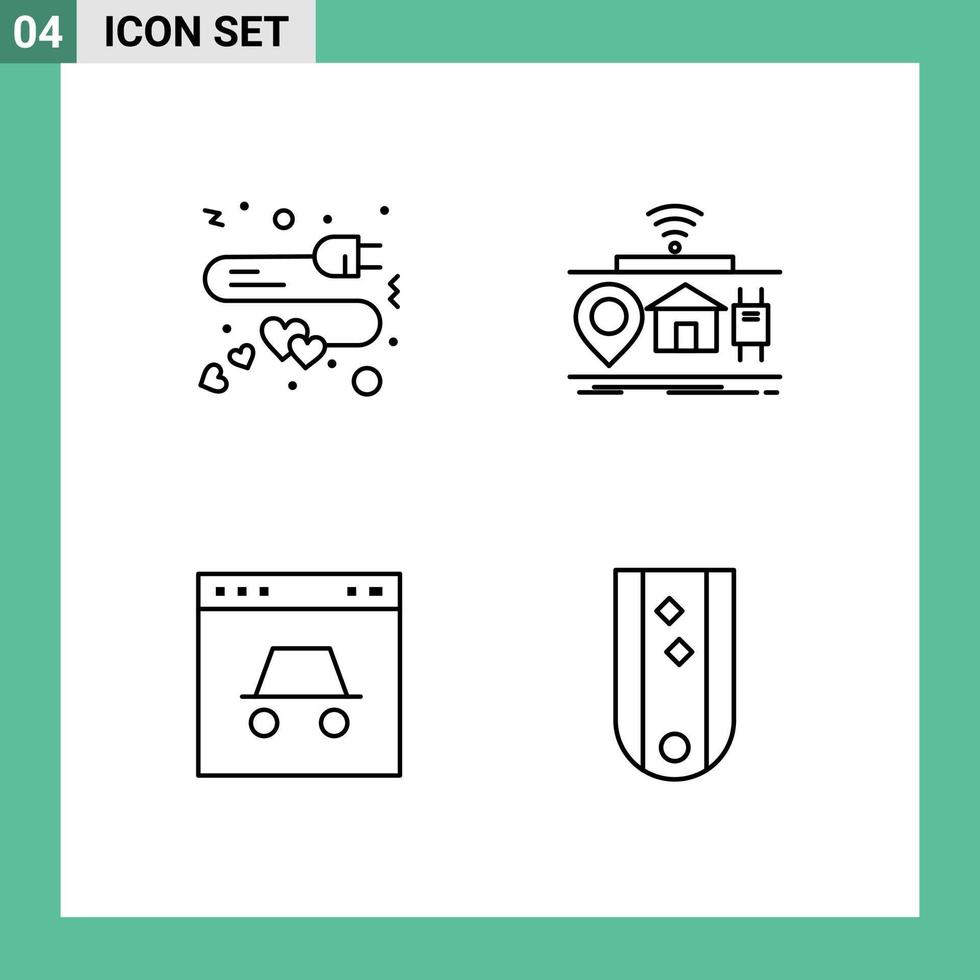 Universal Icon Symbols Group of 4 Modern Filledline Flat Colors of extension hacker heart internet secure Editable Vector Design Elements