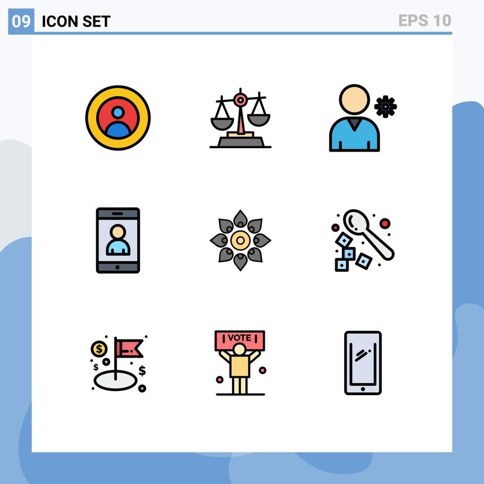 Set of 9 Modern UI Icons Symbols Signs for decoration celebrate baluance user mobile Editable Vector Design Elements