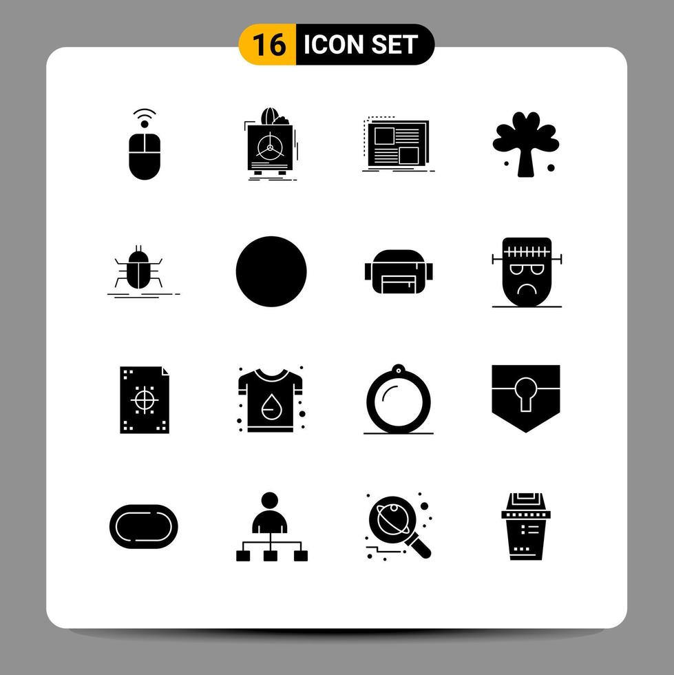 Set of 16 Modern UI Icons Symbols Signs for irish green health clover page Editable Vector Design Elements