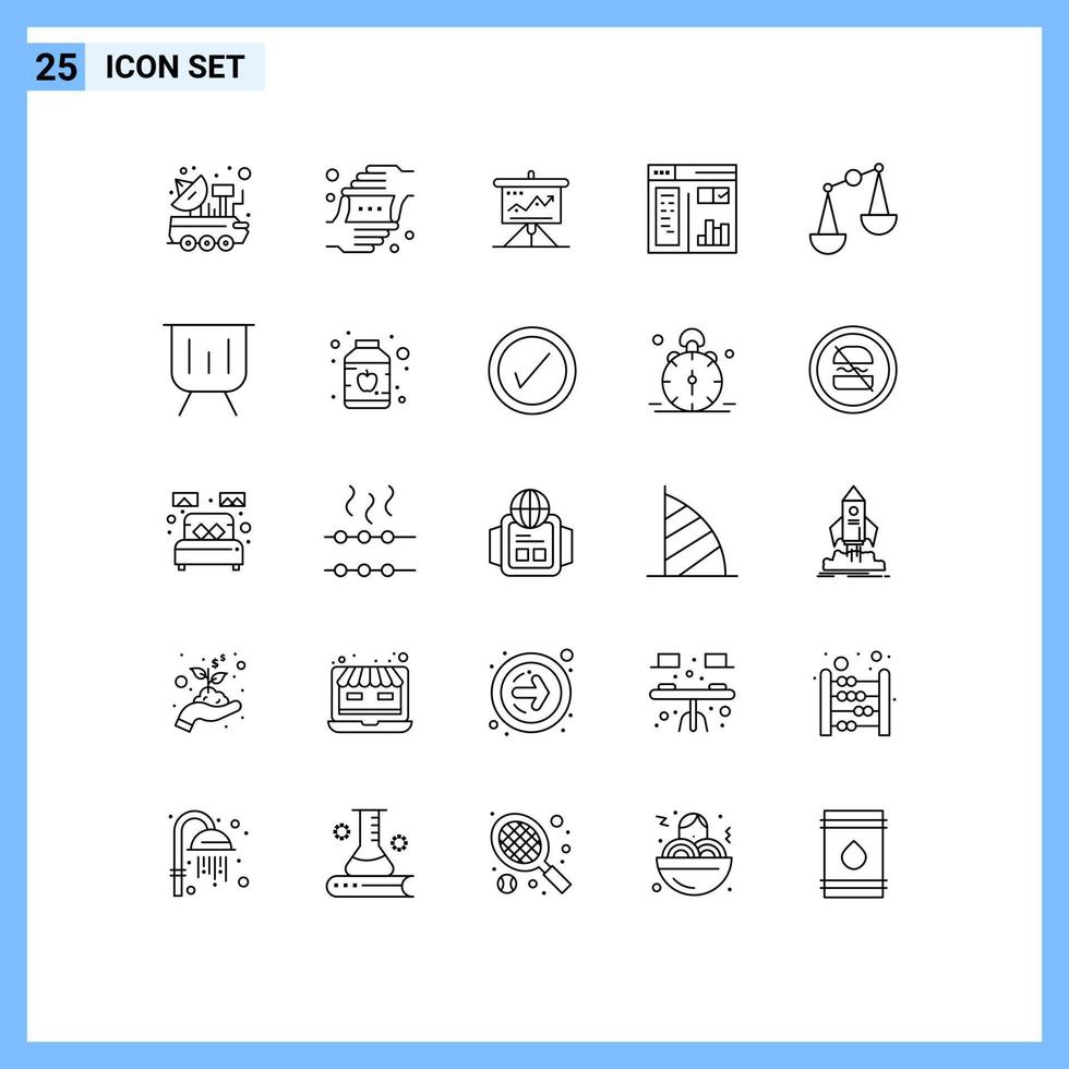 Set of 25 Vector Lines on Grid for design success perspective solution challenge Editable Vector Design Elements
