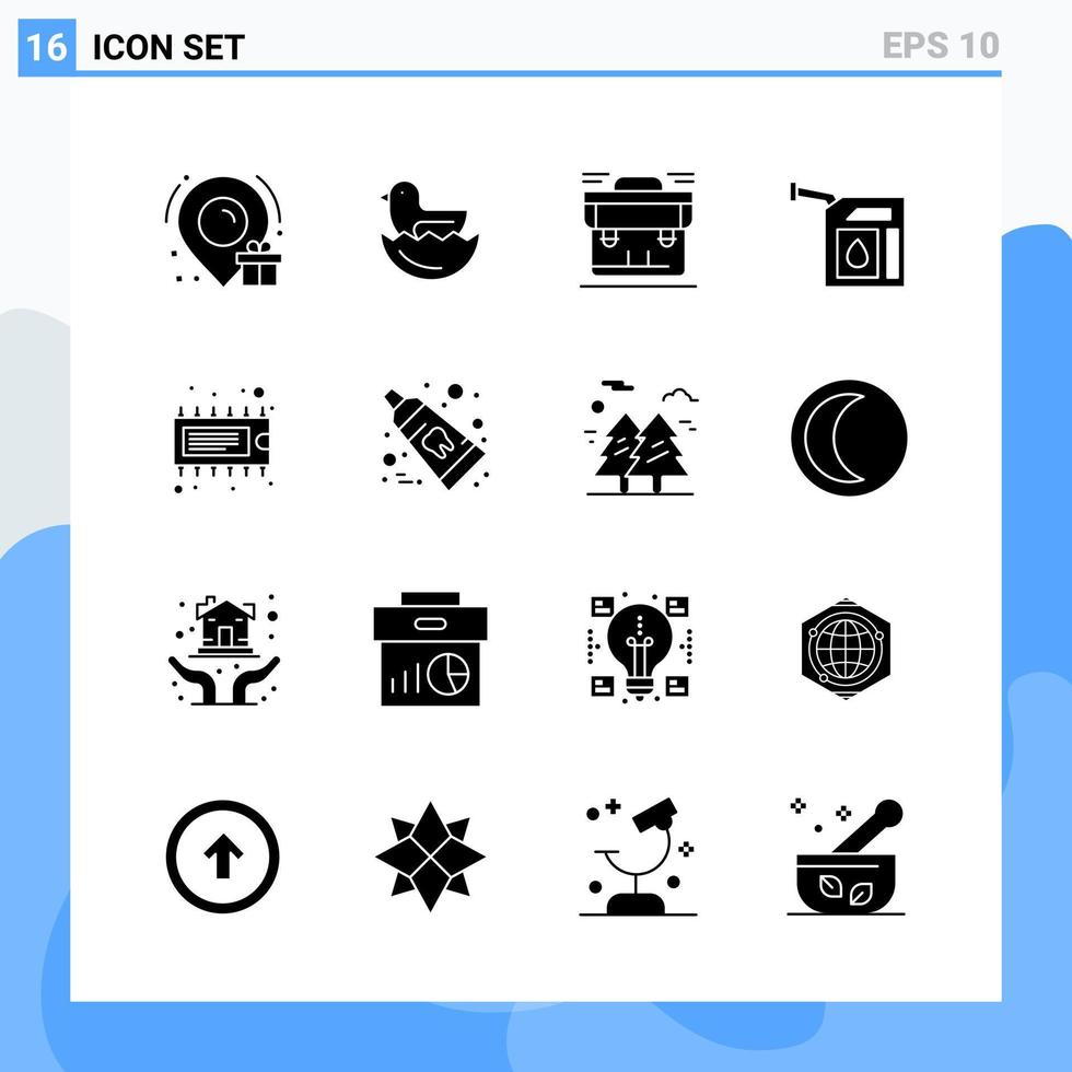 moderno 16 iconos de estilo sólido símbolos de glifo para uso general signo de icono sólido creativo aislado sobre fondo blanco paquete de 16 iconos fondo de vector de icono negro creativo