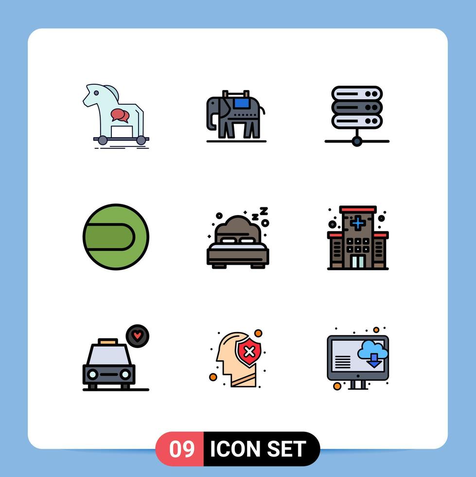 9 iconos creativos signos y símbolos modernos de la base de datos de la playa de atención médica elementos de diseño vectorial editables del partido de verano vector
