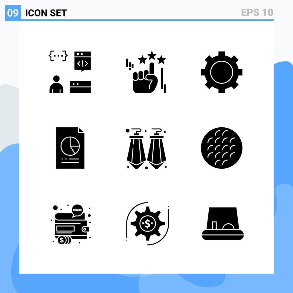 Modern 9 solid style icons Glyph Symbols for general use Creative Solid Icon Sign Isolated on White Background 9 Icons Pack Creative Black Icon vector background