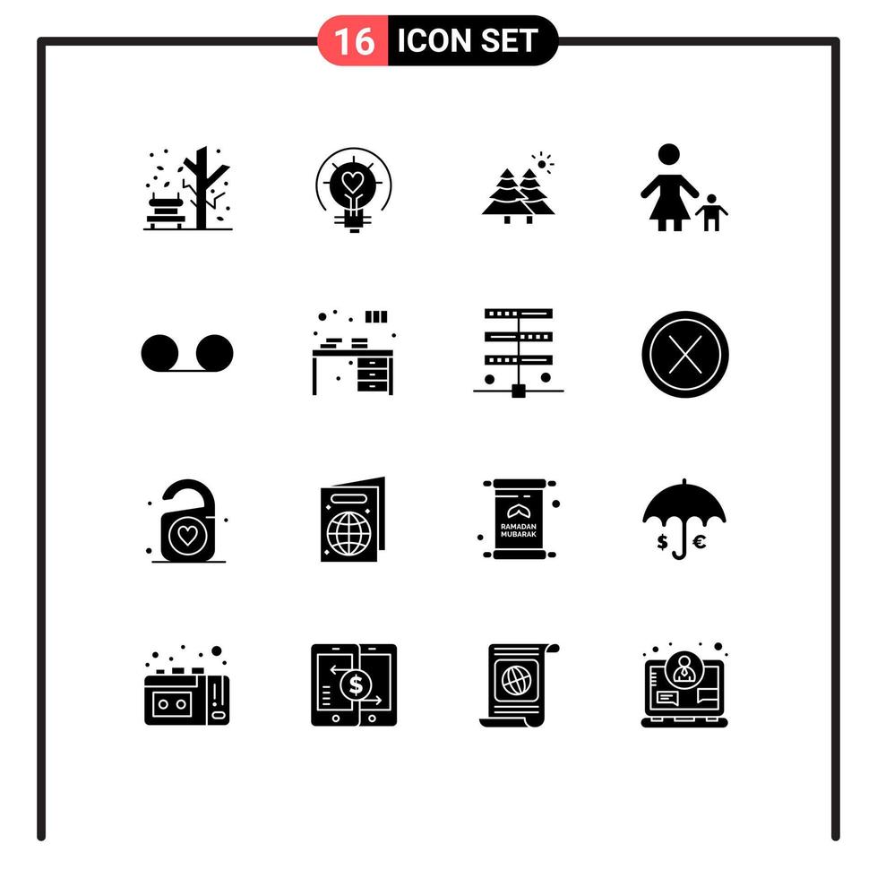 conjunto de 16 iconos modernos de la interfaz de usuario signos de símbolos para madre niño consejos árboles genealógicos elementos de diseño vectorial editables vector