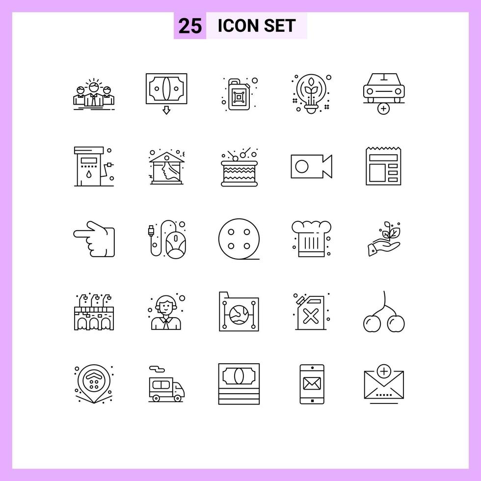 Modern Set of 25 Lines and symbols such as car bulb money idea creative Editable Vector Design Elements