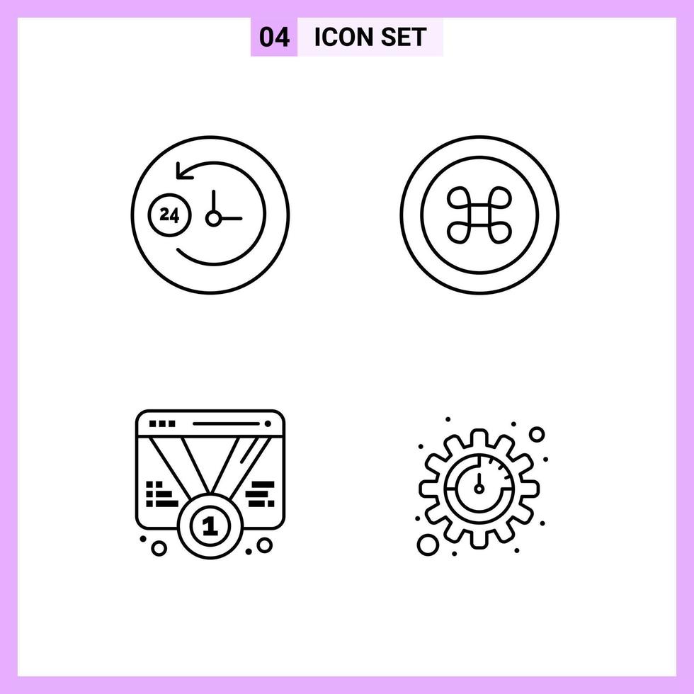 4 Icons in Line Style Outline Symbols on White Background Creative Vector Signs for Web mobile and Print Creative Black Icon vector background