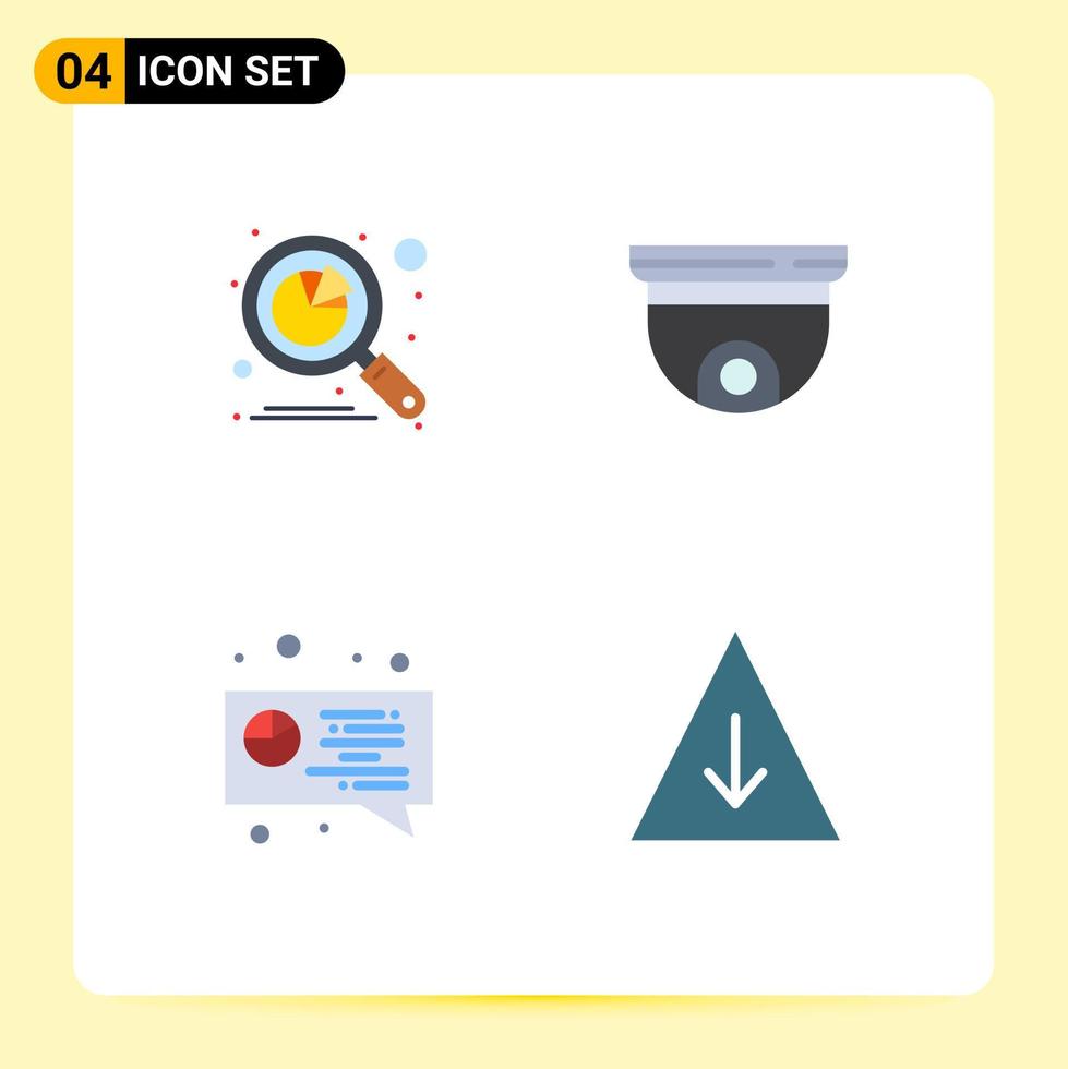 4 Universal Flat Icons Set for Web and Mobile Applications analysis surveillance graph device digital Editable Vector Design Elements