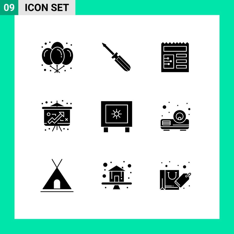 9 Creative Icons Modern Signs and Symbols of global locker tools strategy economy Editable Vector Design Elements