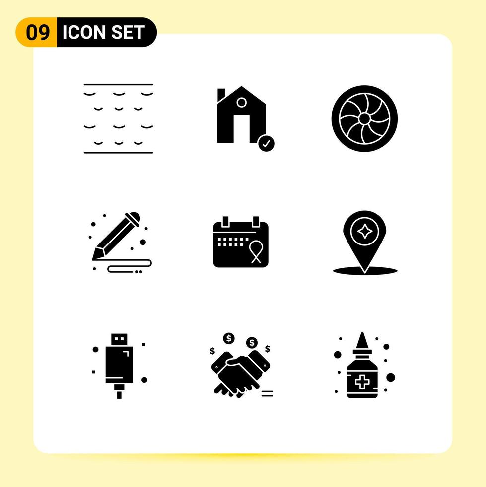 Stock Vector Icon Pack of 9 Line Signs and Symbols for love pencil car paint art Editable Vector Design Elements