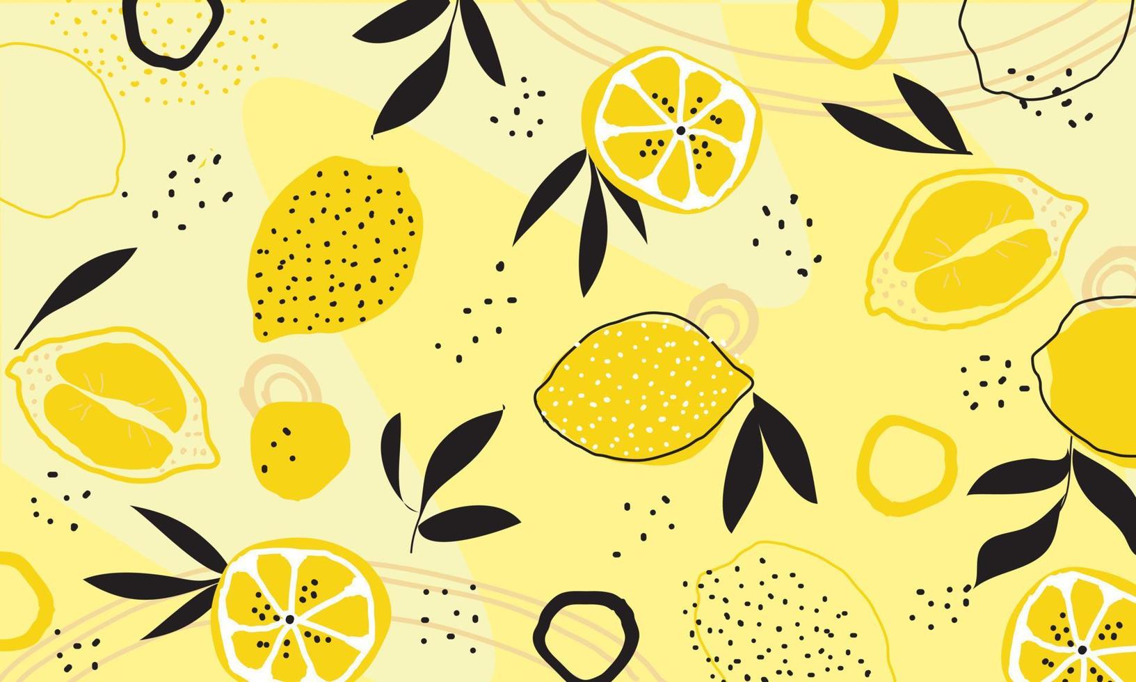 Tropical seamless pattern with yellow lemons vector