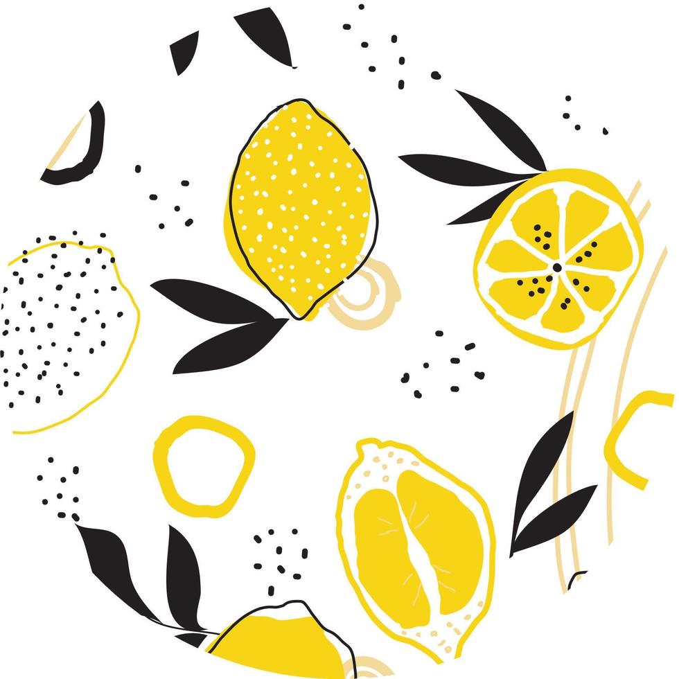 Tropical seamless pattern with yellow lemons vector