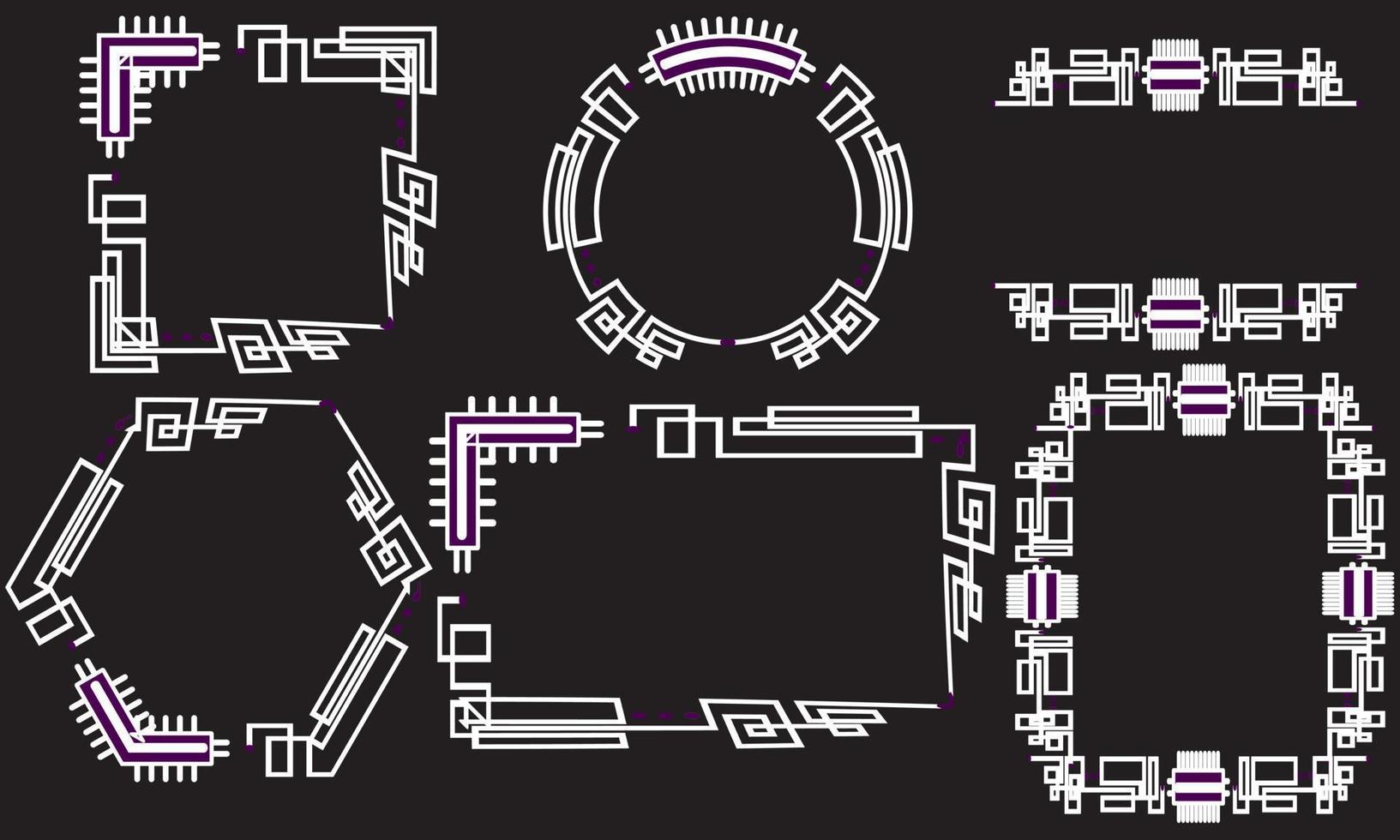 Set of Futuristic abstract techno frame vector