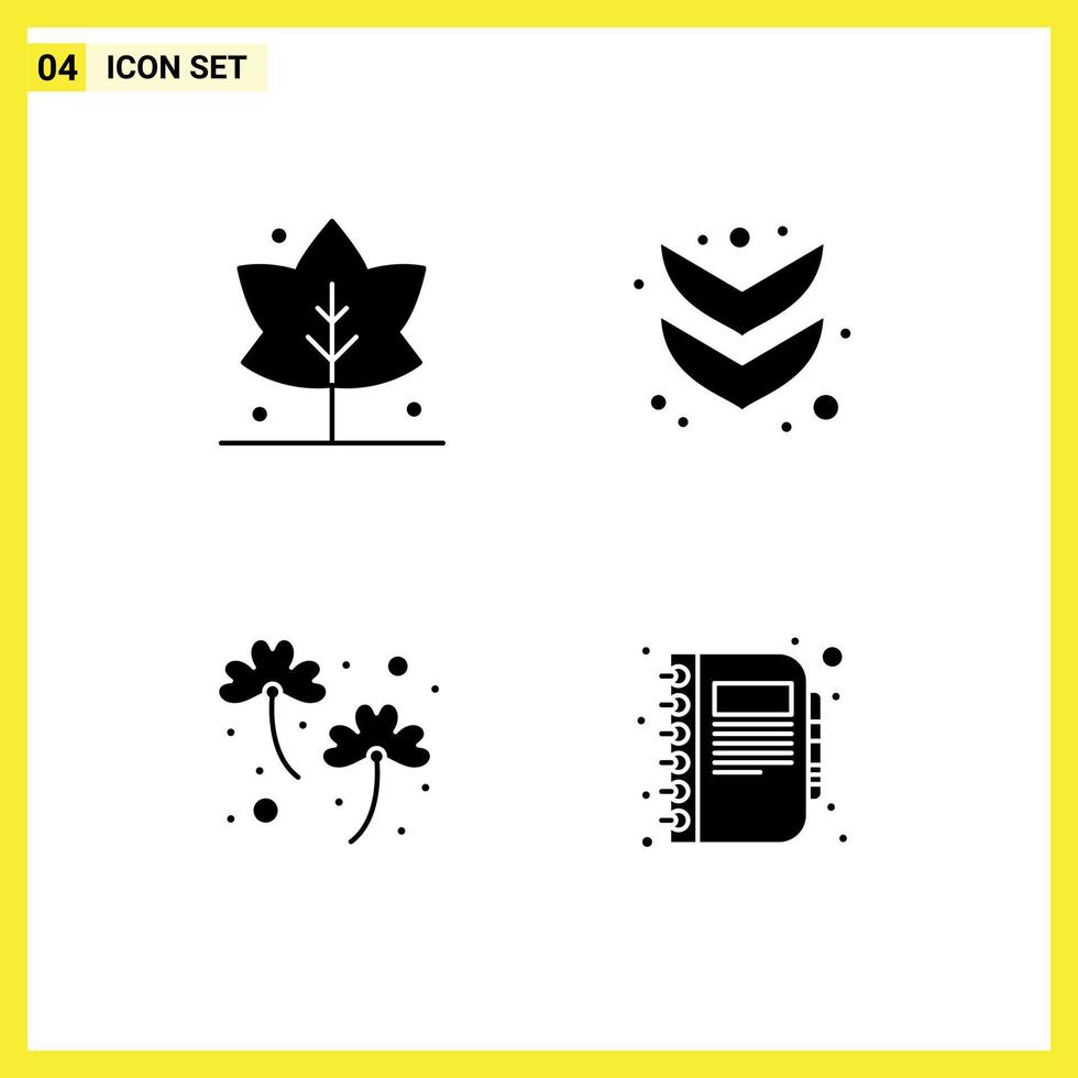 4 User Interface Solid Glyph Pack of modern Signs and Symbols of leaf patrick arrow clover business Editable Vector Design Elements