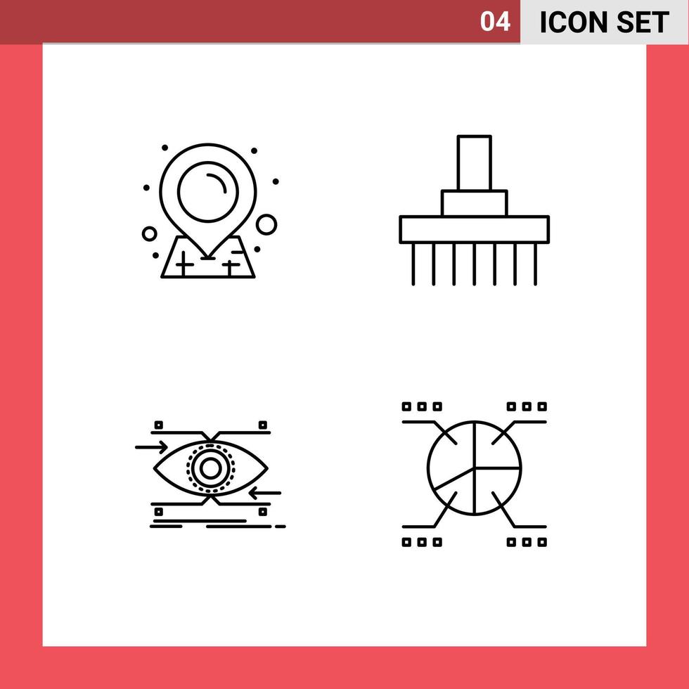 4 Thematic Vector Filledline Flat Colors and Editable Symbols of location eye combine rural looking Editable Vector Design Elements