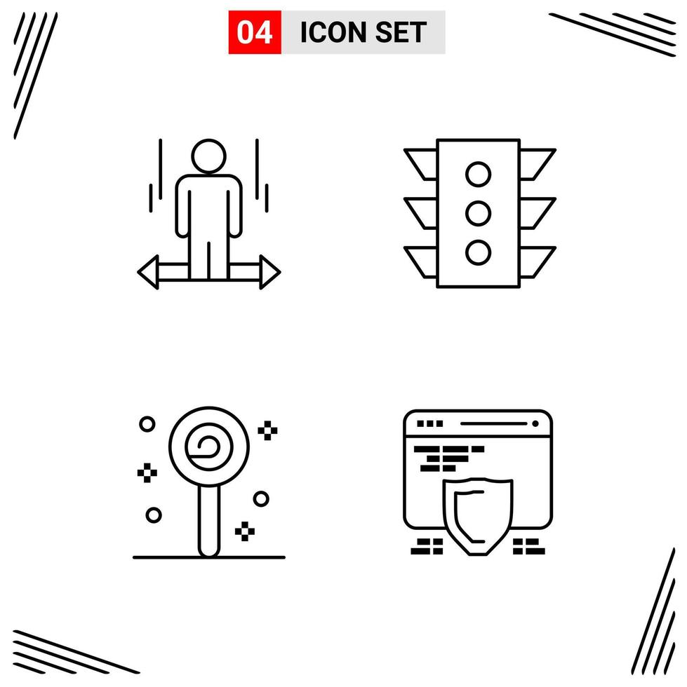 4 iconos de estilo de línea basados en cuadrícula símbolos de esquema creativos para el diseño de sitios web signos de icono de línea simple aislados en fondo blanco 4 conjunto de iconos fondo de vector de icono negro creativo