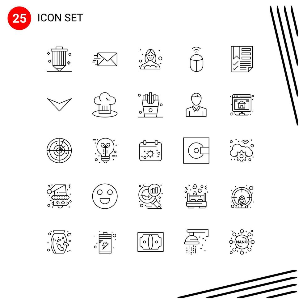 Group of 25 Modern Lines Set for data computer avatar wifi user Editable Vector Design Elements