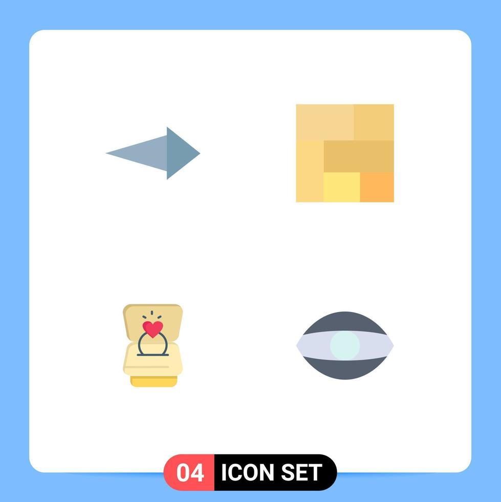 conjunto de 4 iconos de interfaz de usuario modernos símbolos signos para flecha boda anillo de oro cara elementos de diseño vectorial editables vector