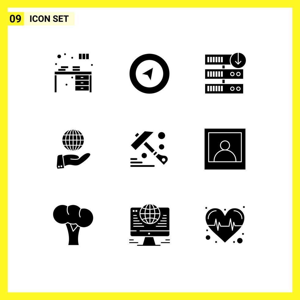 9 Solid Glyph concept for Websites Mobile and Apps hammer services downgrade modern business Editable Vector Design Elements
