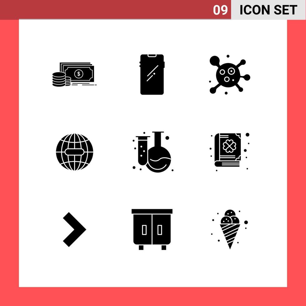 9 Creative Icons Modern Signs and Symbols of chemistry internet samsung globe earth Editable Vector Design Elements
