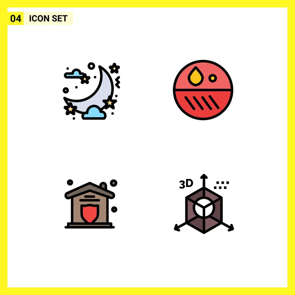 Stock Vector Icon Pack of 4 Line Signs and Symbols for celebration protection moon dry home Editable Vector Design Elements