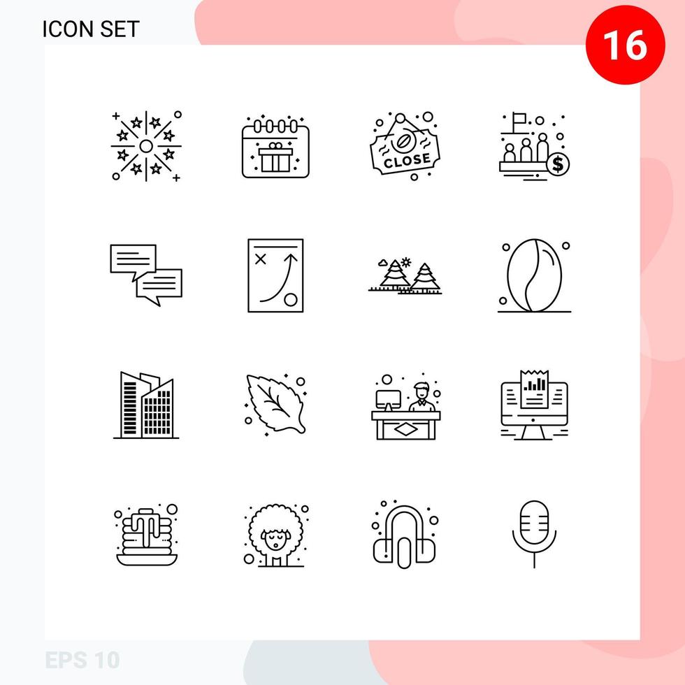 Set of 16 Modern UI Icons Symbols Signs for chat public coffee management fund Editable Vector Design Elements