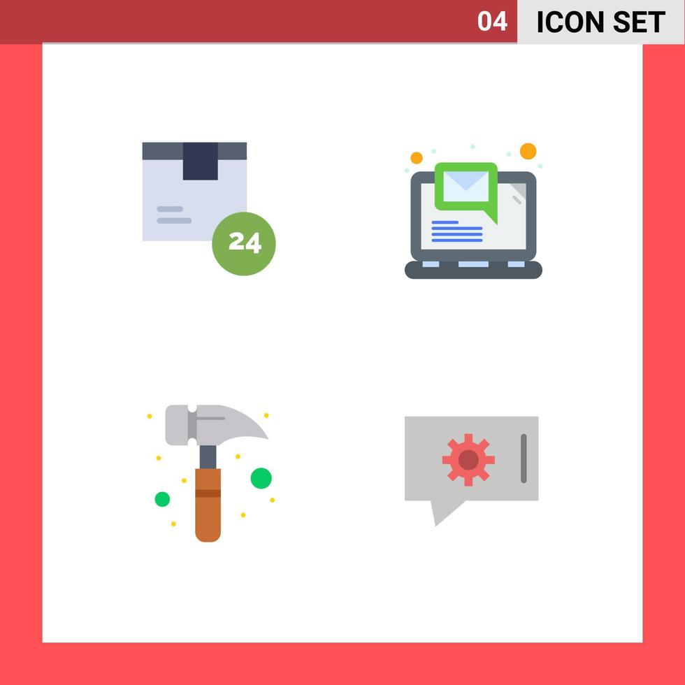 paquete de iconos de vector de stock de 4 signos y símbolos de línea para hr martillo de garra envío kit de reloj de correo electrónico elementos de diseño de vector editables