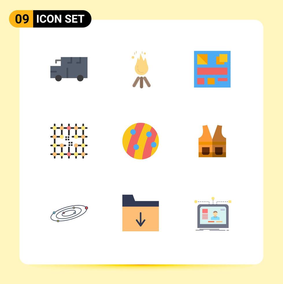 Universal Icon Symbols Group of 9 Modern Flat Colors of dandruff grid camp electricity chip Editable Vector Design Elements