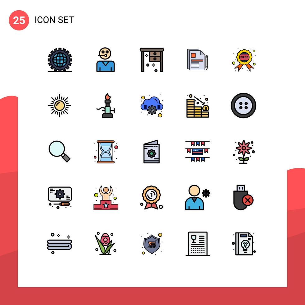 Universal Icon Symbols Group of 25 Modern Filled line Flat Colors of legal document business support contract office desk Editable Vector Design Elements